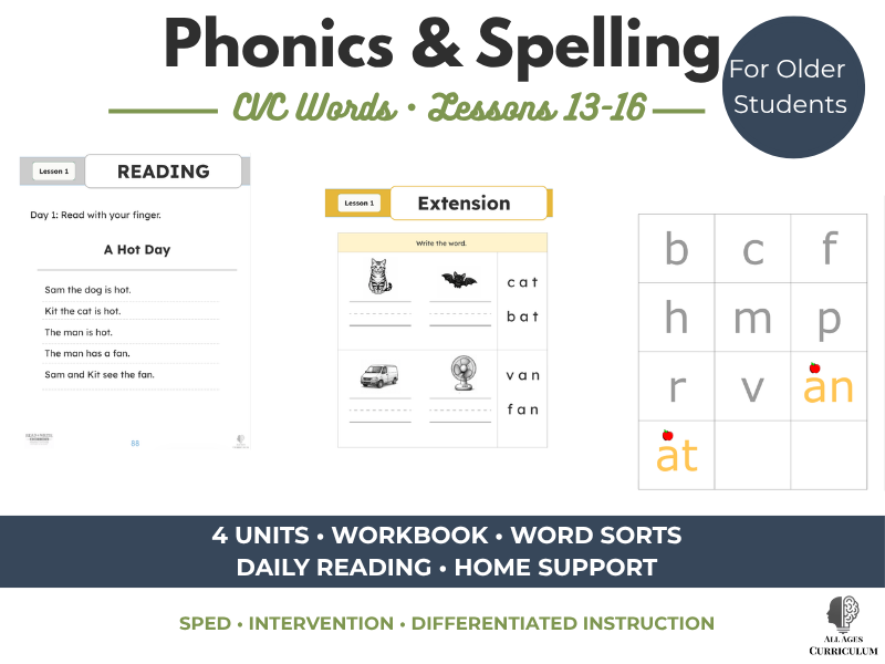 CVC Phonics & Spelling Intervention | Older Struggling Readers