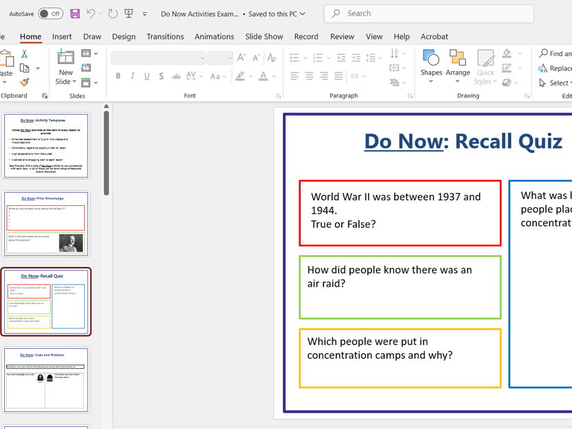 'Do Now' Activities CPD and Teacher Toolkit