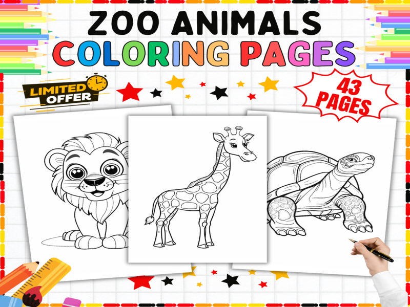 Zoo Animals Colouring Pages - Printable Vocabulary Builder Activity | African Wildlife