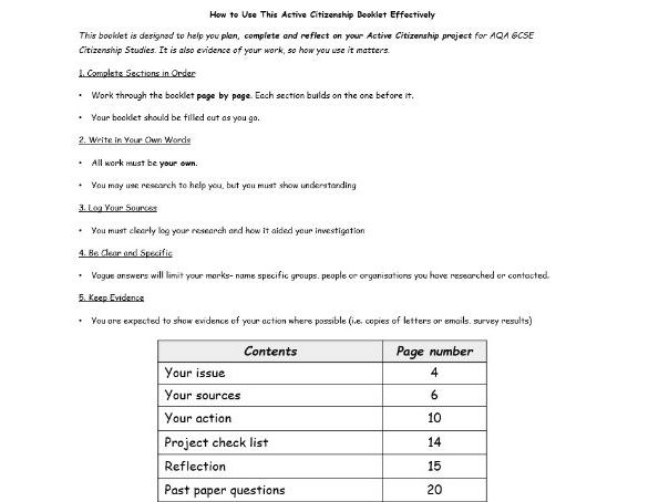 AQA Active Citizenship workbook
