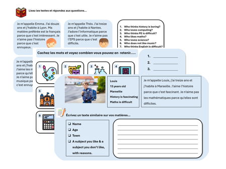School Subjects (French) – Independent Learning & Cover Pack