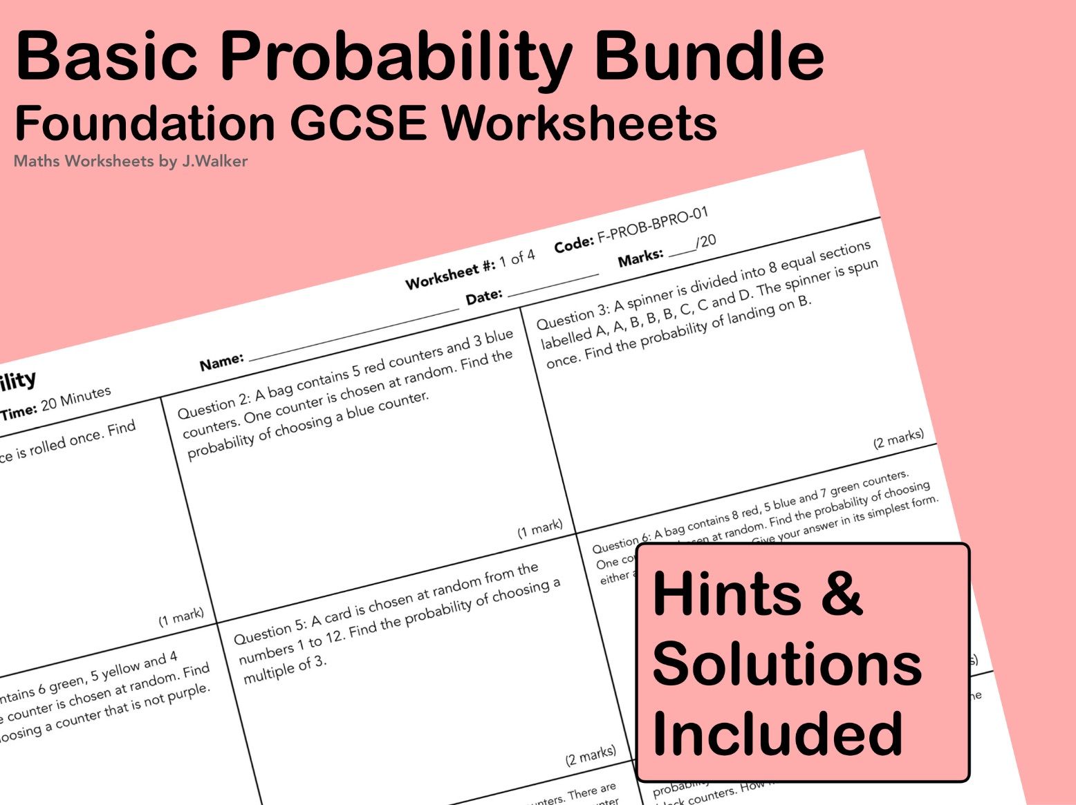 GCSE Maths: Basic Probability Bundle - Foundation Tier