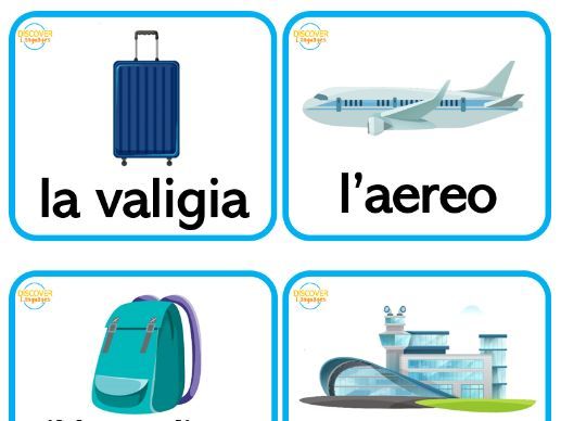 Italian Beginner Flashcards for Air Travel L'Aeroporto Vocabulary