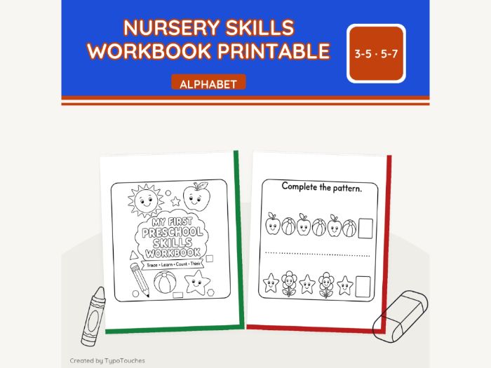 Nursery Skills Workbook Printable | 96 pp