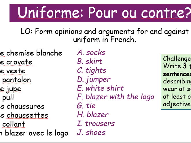 IGCSE FRENCH STUDIO - UNIFORM