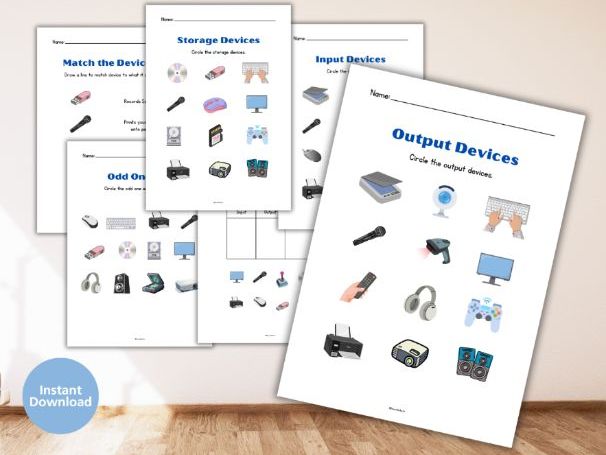 Input, Output & Storage Devices Worksheets – KS2 Computing (6 Worksheets Pack)