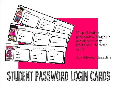 STUDENT PASSWORD LOGIN CARDS - MELONHEADZ