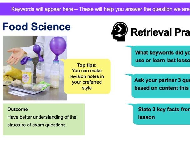 GCSE Food 8585 Food Science Revision with Crib Sheet