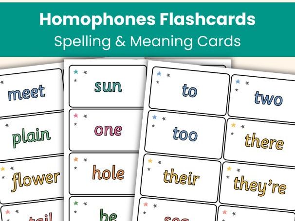 Homophones Flashcards – 110 Cards to Teach Tricky Same-Sound Words