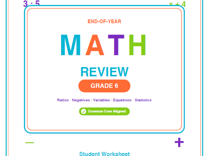 6th Grade End of Year Math Review Worksheets & Games | Common Core Aligned