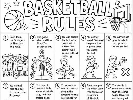 Basketball Rules Colouring Worksheet