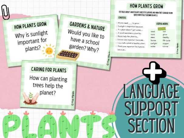 Plants & Gardening Speaking Activities – ESL Conversation Cards with Sentence Starters & Vocabulary
