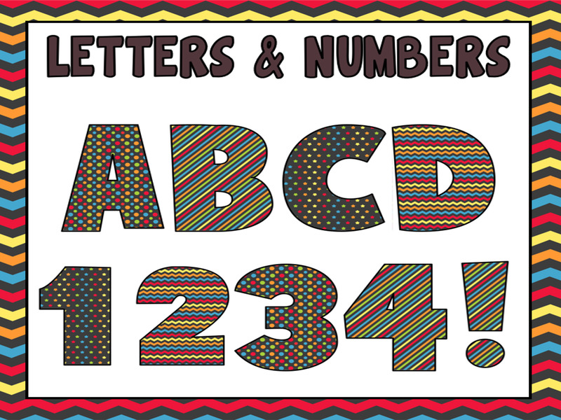 PATTERNED LETTERING - LETTERS UMBERS PUNCTUATION SPOTS STRIPES STARS