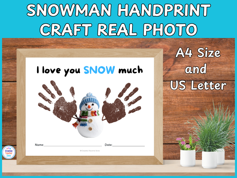 Winter Handprint Craft | Snowman Real Photo