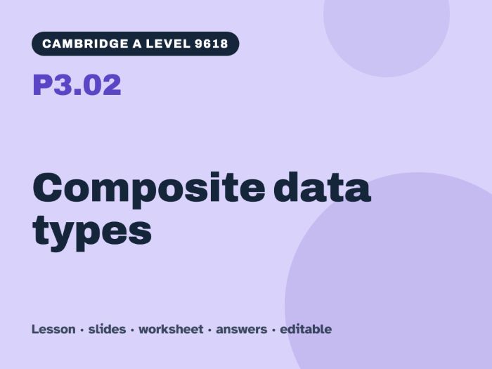 Cambridge A Level Computer Science 9618 – P3.02 Composite data types – Lesson & Worksheet