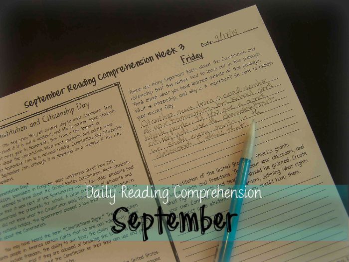 September Daily Reading Comprehension