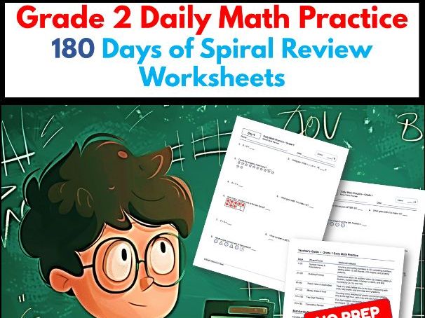 Grade 2 Daily Math Practice | 180 Days of Spiral Review Worksheets