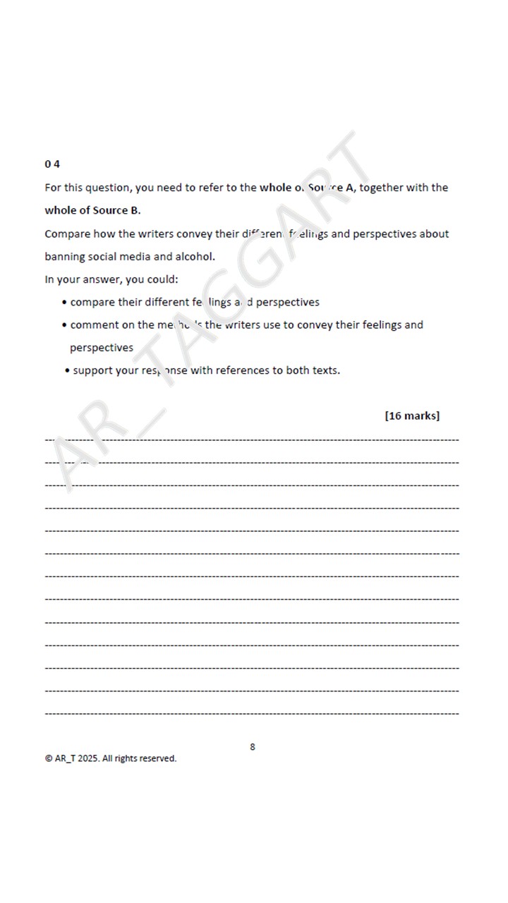 One AQA 2026 English Language Paper 2 Mock | AO Grids (Soc) | Teaching ...