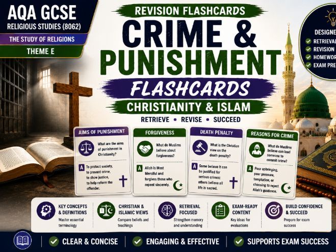 AQA GCSE RS Crime & Punishment Flashcards | Theme E Christianity & Islam Revision