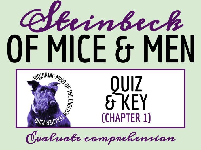 Of Mice and Men Chapter 1 Quiz and Answer Key | Reading Comprehension Worksheet