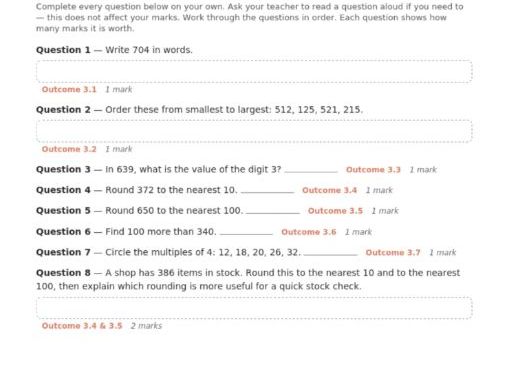 AQA Entry Level 3 Maths — Component 3.1 Properties of Number