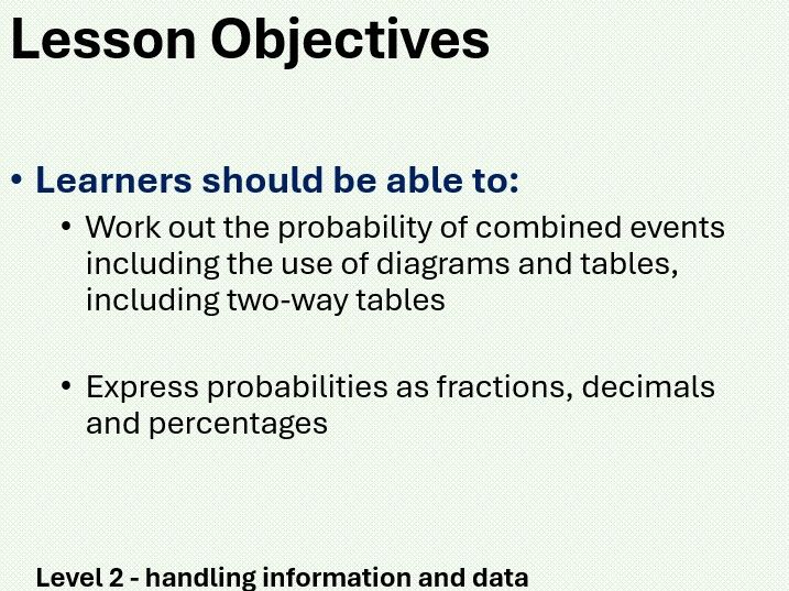 Probability. Maths Functional Skills L2 GCSE Full Lesson