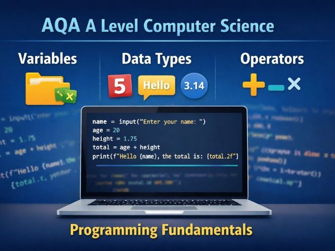 AQA A Level Computer Science Programming Fundamentals Lesson Pack (Variables, Data Types & Operators