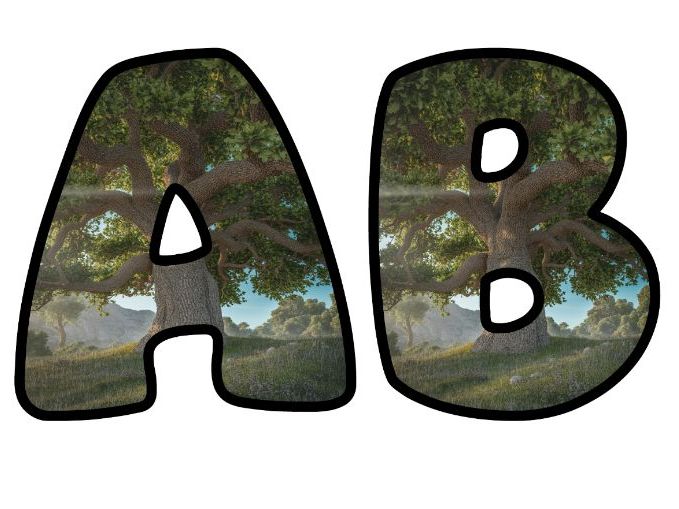 Oak Tree Nature Habitats Alphabet Lettering Set | Classroom Display | Upper & Lowercase, 0-9