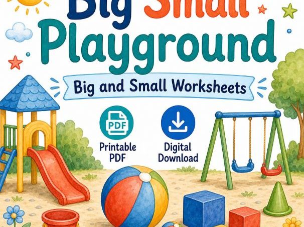 Big Small Playground | Big and Small Worksheets | Printable PDF | Digital Download