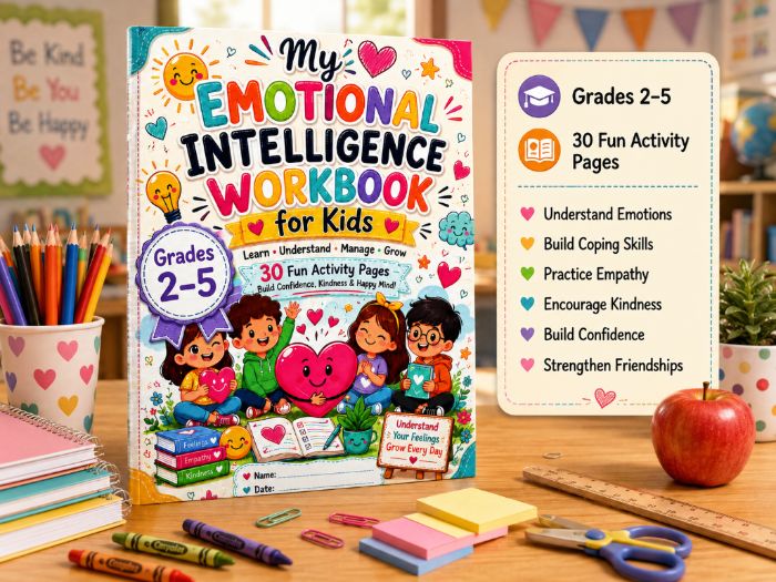 Emotional Intelligence Workbook for Kids | Grades 2–5 | Feelings, Coping Skills, Empathy, Kindness