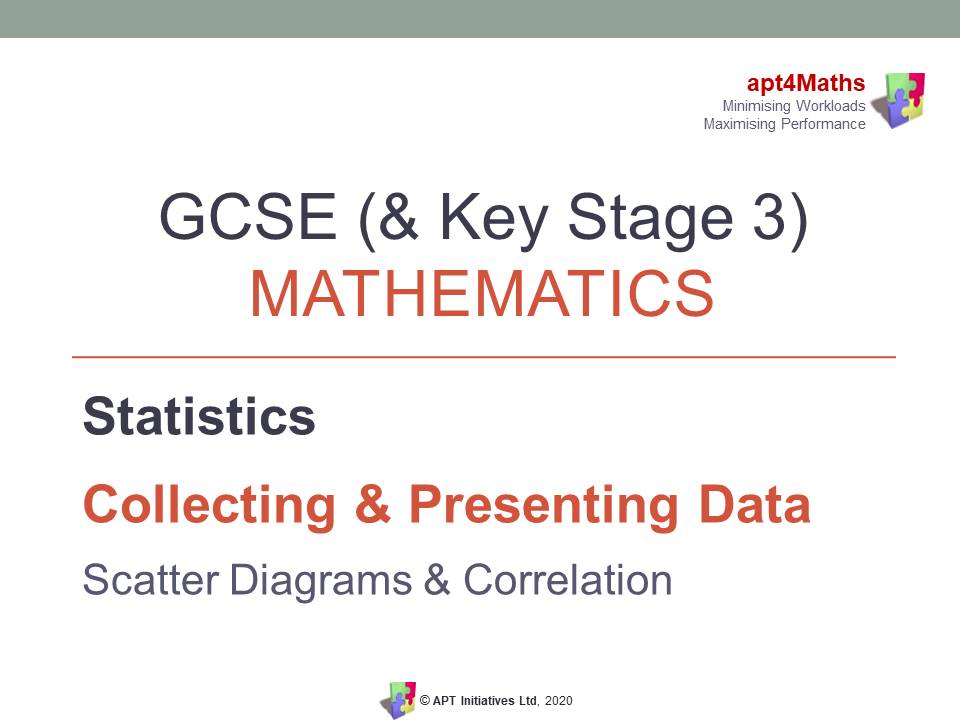apt4Maths: SCATTER DIAGRAMS PowerPoint for GCSE Maths (11 of 14 on Collecting and Presenting Data)