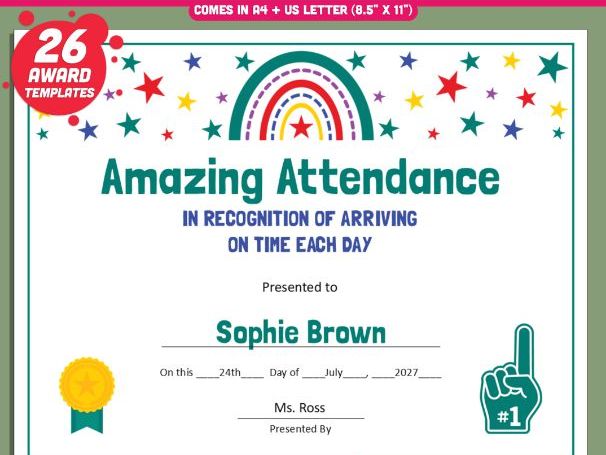 Custom Award Templates, Personalized Classroom Certificates, Editable PowerPoint Set