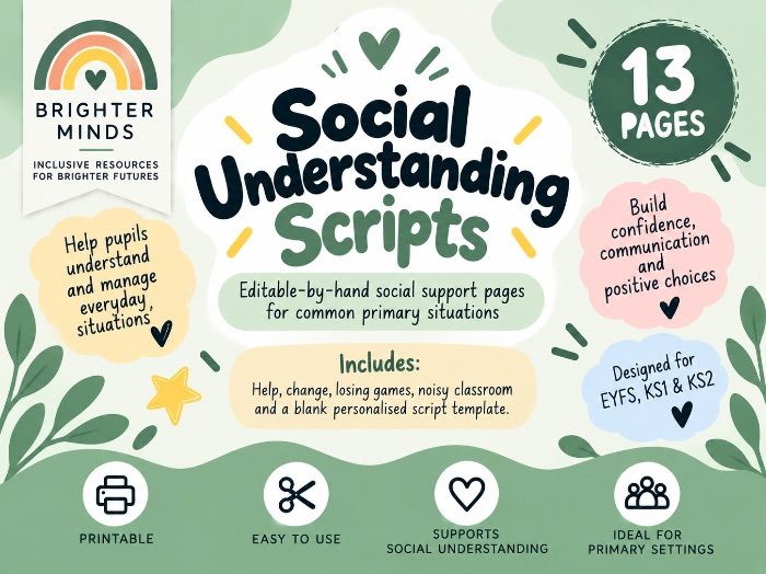 SEND Social Understanding Scripts | Social Skills & Emotional Support | EYFS, KS1 & KS2