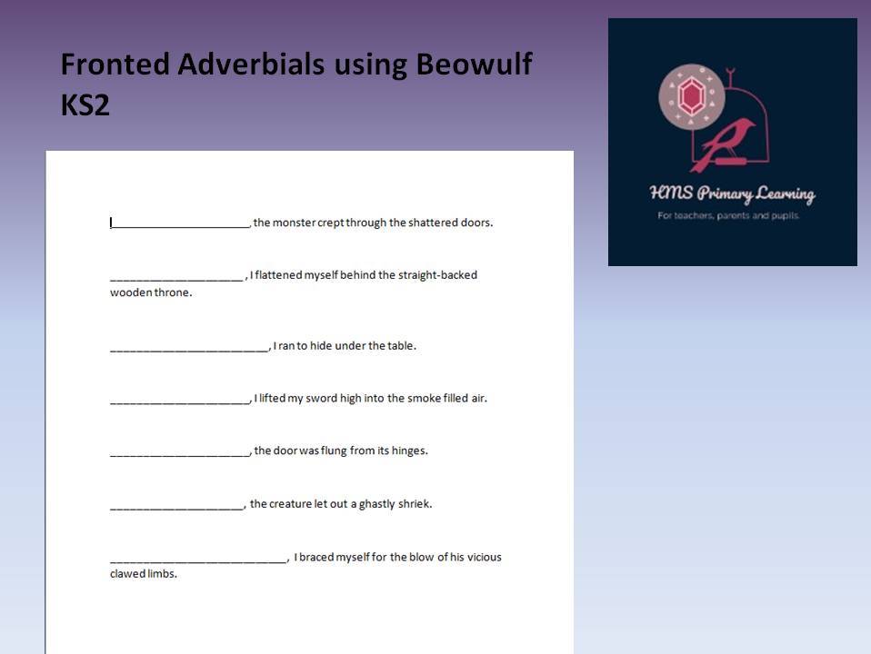 Myths and legends- Beowulf fronted adverbials