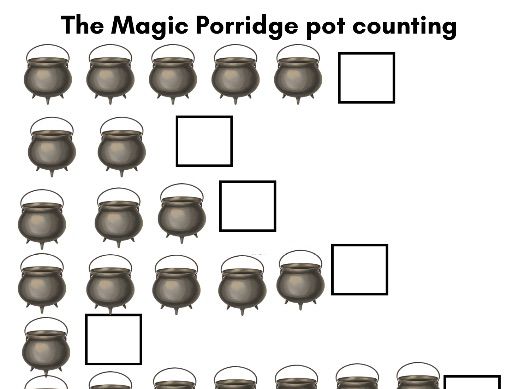 Porridge Pot Counting to 10  Count, Write & Missing Numbers Worksheet