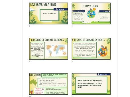 KS3 Climate change unit - Lesson 2 - Extreme weather events