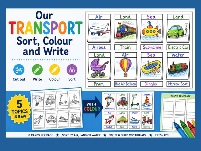 Our Transport Sort Colour & Write Sheets