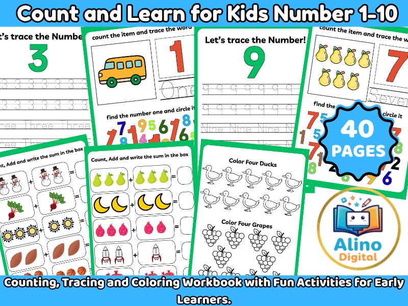 Count and Learn for Kids Numbers 1-10