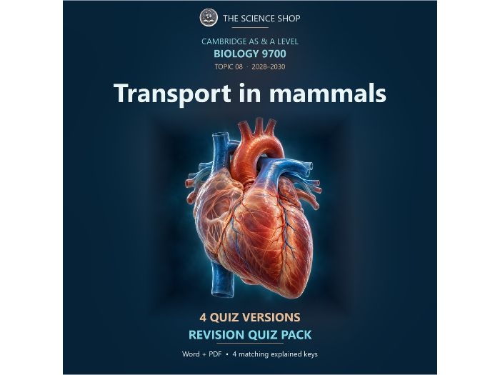 Transport in mammals | Cambridge AS Biology 9700 | 4 Revision Quizzes