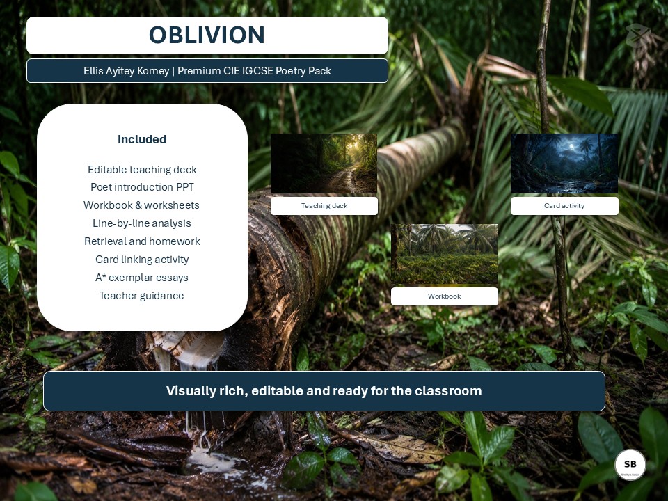 “Oblivion” poem by Ellis Ayitey Komey – Full Teaching & Learning Pack from Smithy’s Basics