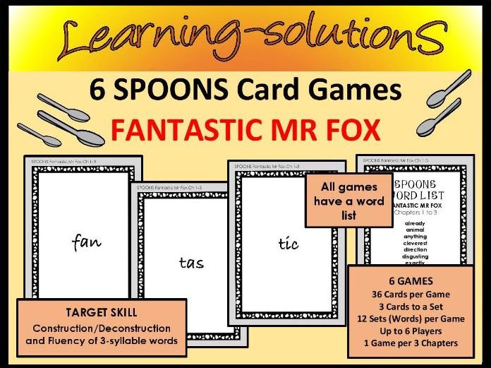 FANTASTIC MR FOX - 6 Spoons Card Games - Syllabication