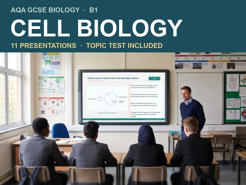AQA GCSE Biology B1 Cell Biology | 11 Lesson Presentations and Topic Test