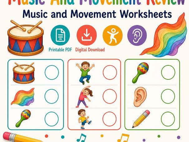Music and Movement Review Worksheets