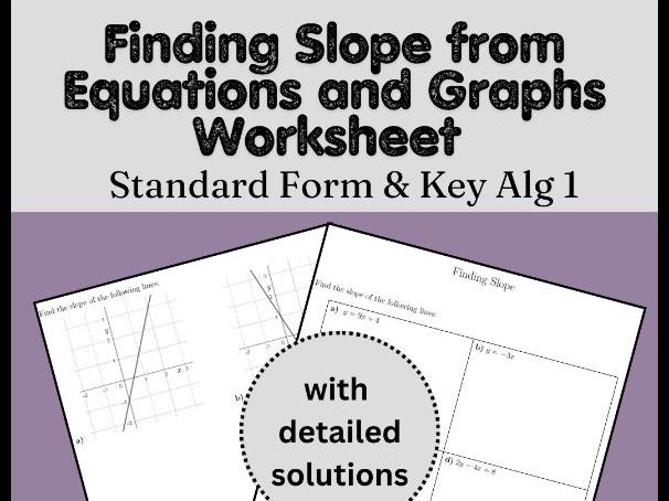 Finding Slope from Equations and Graphs Worksheet | Standard Form & Key | Alg 1