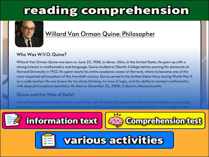 Willard Van Orman Quine: Philosopher- Reading Comprehension, Worksheet & Activities