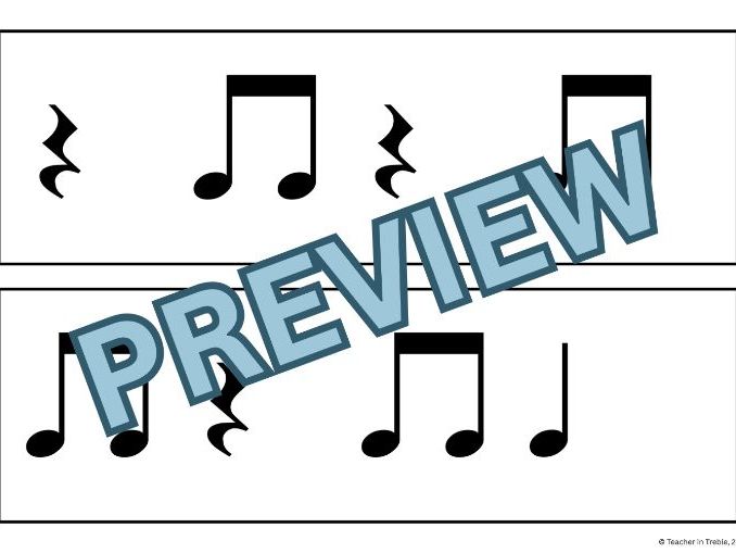 Standard Notation Rhythm Cards in 4 - SET 2