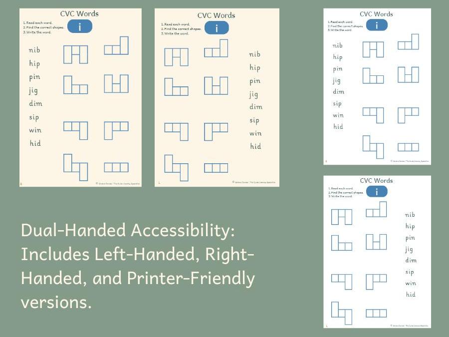CVC Shape-Spelling Activity | Short i sound | Dual-Handed