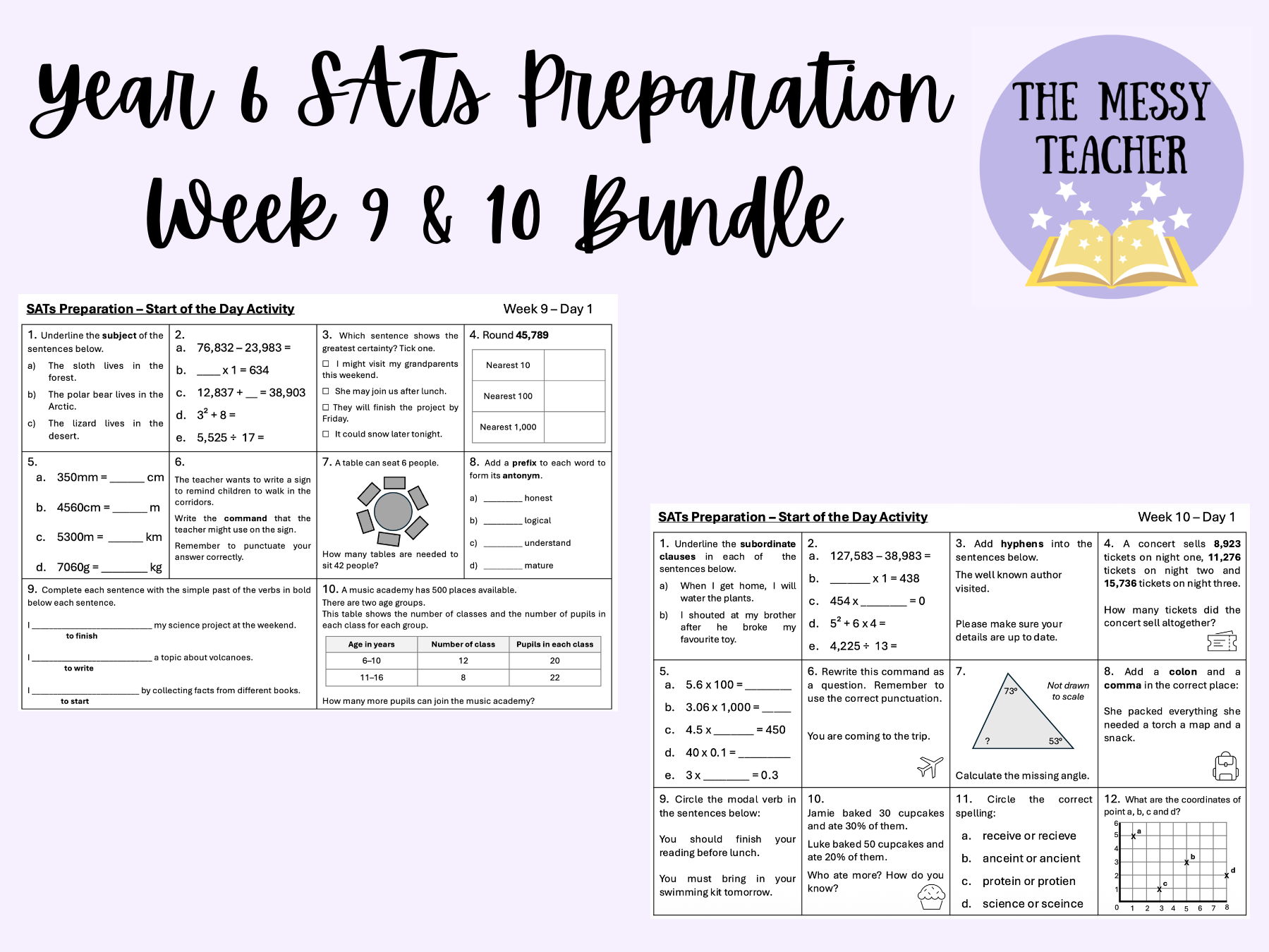 SATS Preparation Morning Activity - SPAG and Arithmetic - WEEK 9 & 10