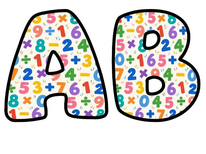 Maths Numbers and Symbols Bubble Letters | Maths Topic Bulletin Board Letters