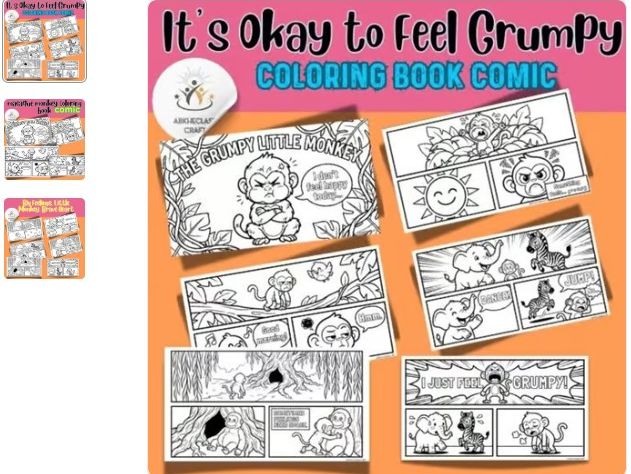 The Grumpy Little Monkey: A Social Emotional Learning Coloring Book Comic